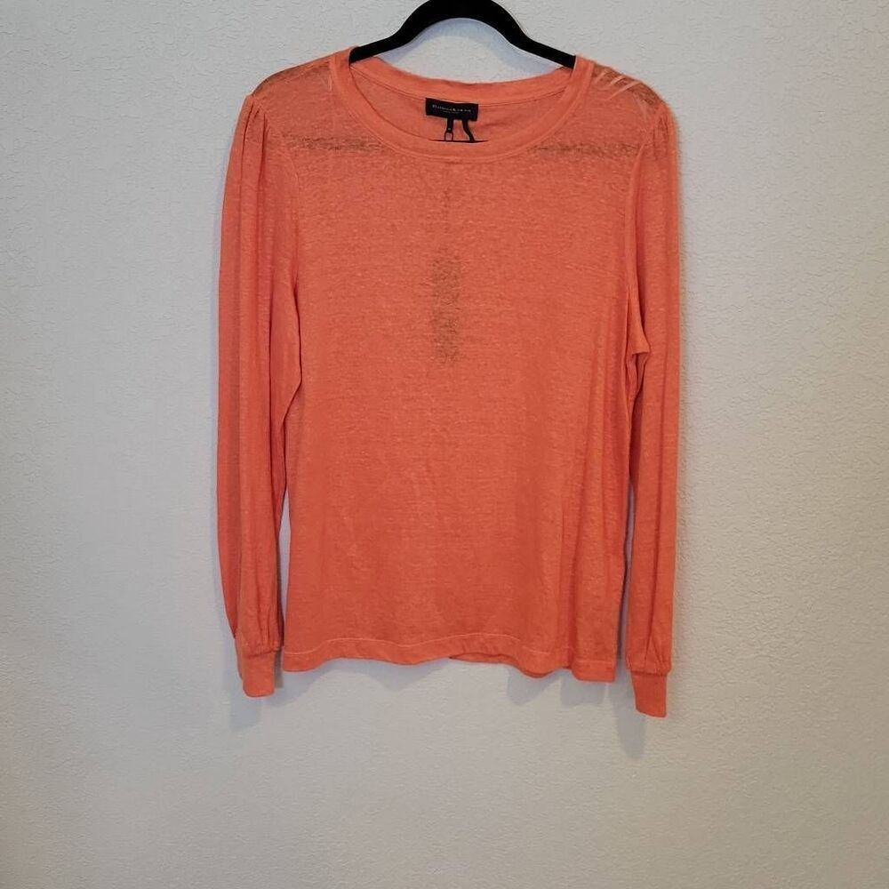 Donna Karan LONG SLEEVE LINEN TOP TERRACOTA Size M